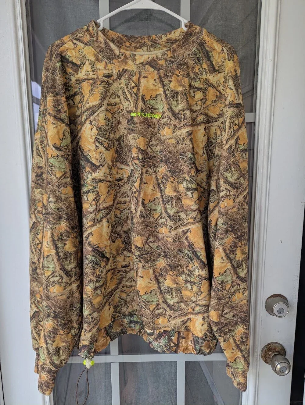 Studio Supervsn Camo Sweatshirt Men L Boxy Oversized Streetwear Crewneck 28.5x29